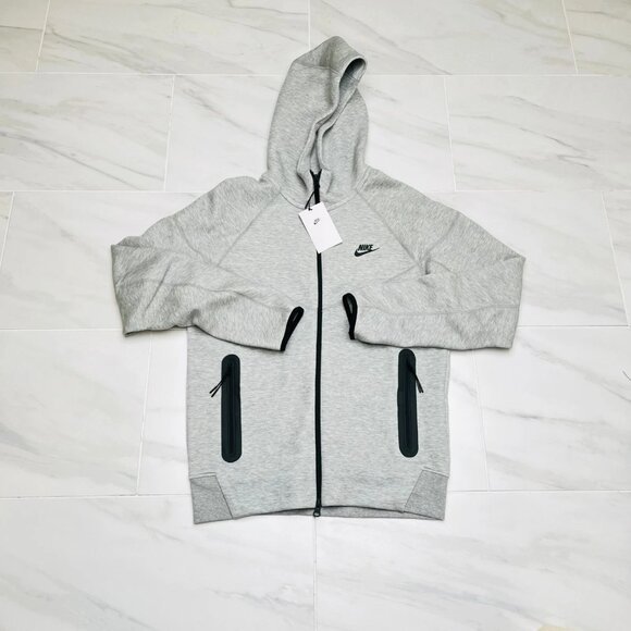 Nike Men's Tech Fleece Full-Zip 'Heather Gray' Hoodie FB7921-063 Medium - Picture 1 of 3
